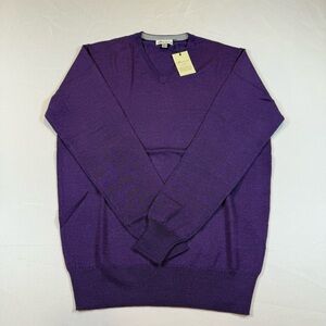 Peter Millar Crown Soft V-Neck Sweater Wool & Silk In Purple Size Small NWT $160